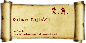 Kulman Majlát névjegykártya